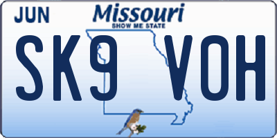 MO license plate SK9V0H