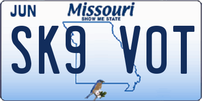 MO license plate SK9V0T