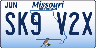 MO license plate SK9V2X