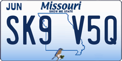 MO license plate SK9V5Q