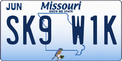 MO license plate SK9W1K
