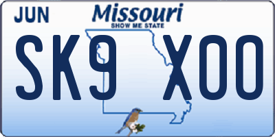MO license plate SK9X0O