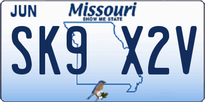 MO license plate SK9X2V