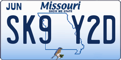 MO license plate SK9Y2D