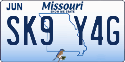 MO license plate SK9Y4G