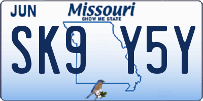 MO license plate SK9Y5Y