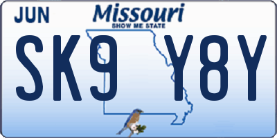 MO license plate SK9Y8Y