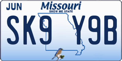 MO license plate SK9Y9B