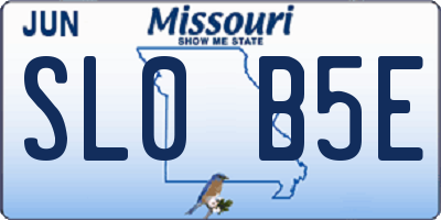 MO license plate SL0B5E
