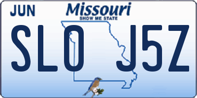 MO license plate SL0J5Z