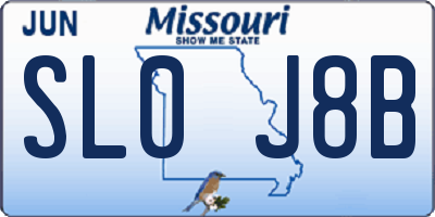 MO license plate SL0J8B