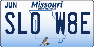 MO license plate SL0W8E