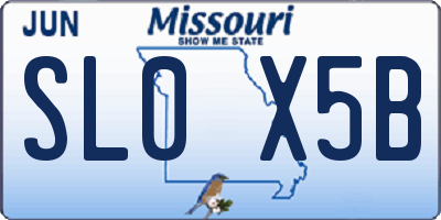 MO license plate SL0X5B