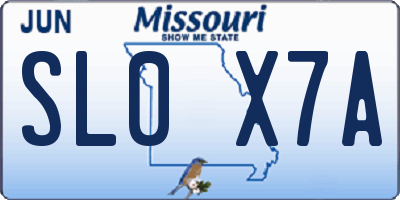 MO license plate SL0X7A