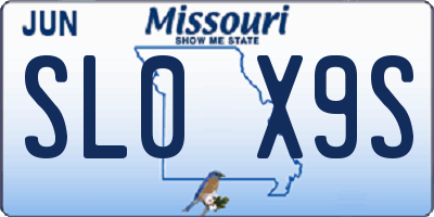 MO license plate SL0X9S
