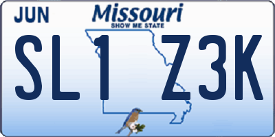 MO license plate SL1Z3K