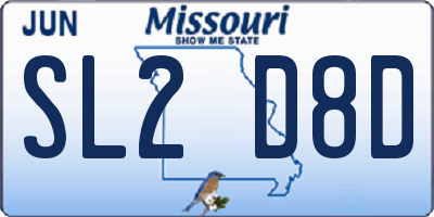 MO license plate SL2D8D