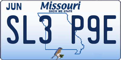 MO license plate SL3P9E