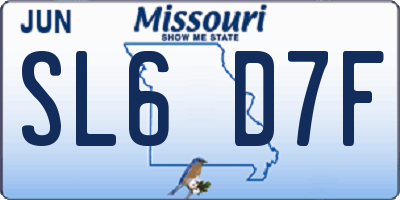 MO license plate SL6D7F