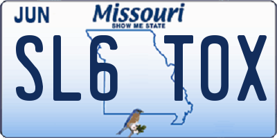 MO license plate SL6T0X