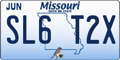 MO license plate SL6T2X