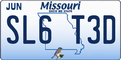MO license plate SL6T3D