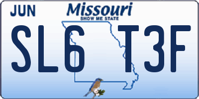 MO license plate SL6T3F