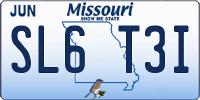 MO license plate SL6T3I