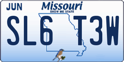 MO license plate SL6T3W