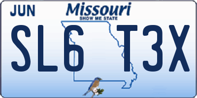 MO license plate SL6T3X
