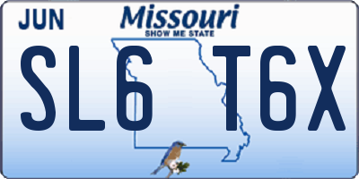 MO license plate SL6T6X