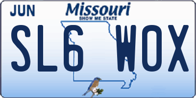 MO license plate SL6W0X