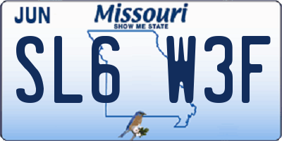 MO license plate SL6W3F