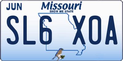 MO license plate SL6X0A