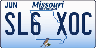 MO license plate SL6X0C