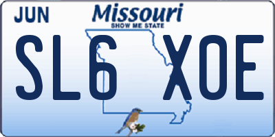 MO license plate SL6X0E