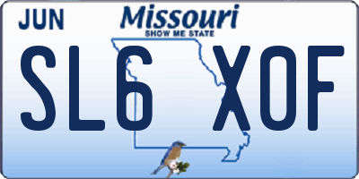MO license plate SL6X0F