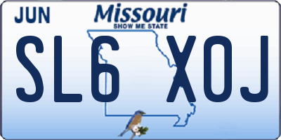 MO license plate SL6X0J