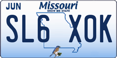 MO license plate SL6X0K