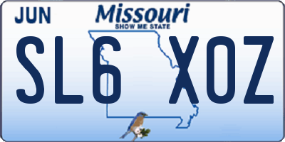 MO license plate SL6X0Z