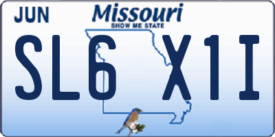 MO license plate SL6X1I