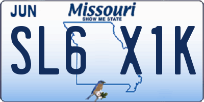 MO license plate SL6X1K
