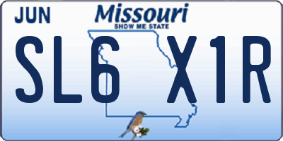 MO license plate SL6X1R