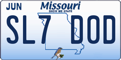 MO license plate SL7D0D