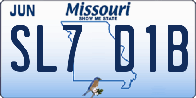 MO license plate SL7D1B
