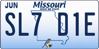 MO license plate SL7D1E