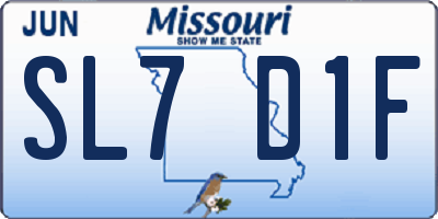 MO license plate SL7D1F