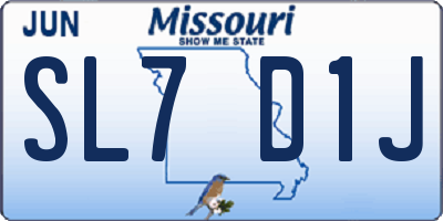 MO license plate SL7D1J