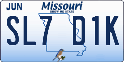 MO license plate SL7D1K