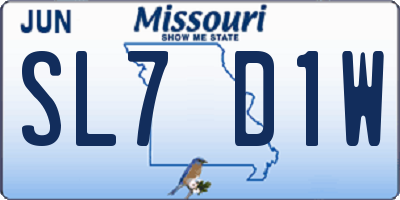 MO license plate SL7D1W